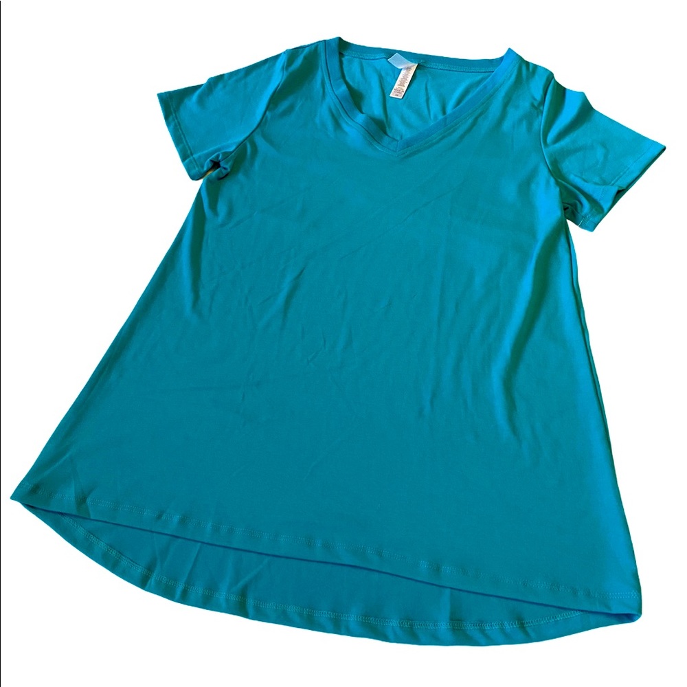 LuLaRoe CHRISTY T Top V-neck Turquoise Size XS